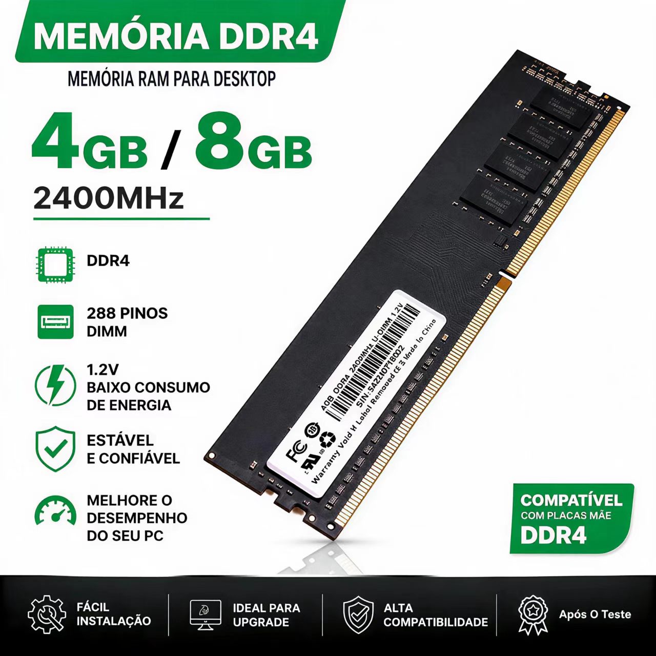 DDR4 RAM 4GB 8GB 2400MHz Deskt - Server Memory Ddr4 review and price